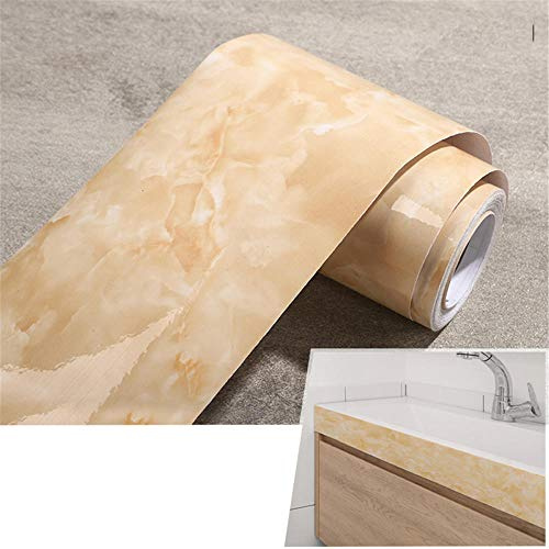 Guest Ruyunlai Carta da parati autoadesiva per bordo del bagno, impermeabile, bordi per pareti della cucina, in PVC, rimovibile, bordo delle piastrelleAmber Jade 20CM X 500CM