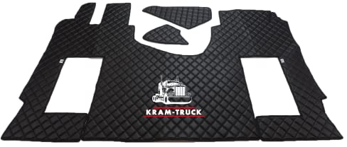 KRAM-TRUCK LKW FUßMATTEN | KOMPATIBEL MIT Mercedes ACTROS MP4 MP5 | Auto | Teppich | Accessoires | FUSSMATTEN | GEPOLSTERTER/ROTIERENDER Aufkleber BEIFAHRERSITZ SCHWARZ