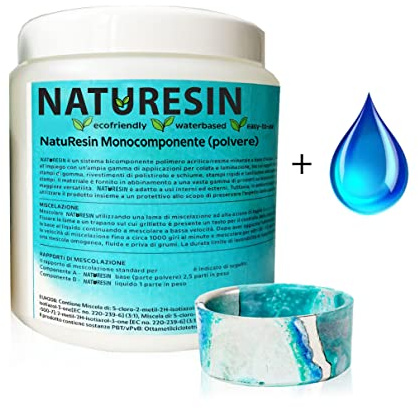 Resin Pro NatuResin - Resina monocomponente 1 Kg - Resina a base de agua mineral - Para la creación de complementos y objetos.