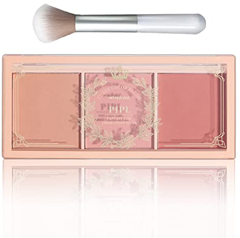 Blushers for Cheeks, 3 In 1 Color Matte Face Blush Make Up Powder, Makeup Blusher for Long-Lasting Sweat-Resistant Non-Greasy Blush Glow Matte Brighten Skin Natural Look