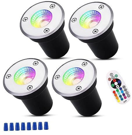 4PCS Empotrable Al Aire Libre Focos - Focos Suelo Led Exterior, 3W RGB LED Foco Empotrable En El Suelo, 12V-24V Luces De Tierra Spot, IP65 Jardín Lámpara De Pie Empotrada, Foco De Luz Led ( Color : RG