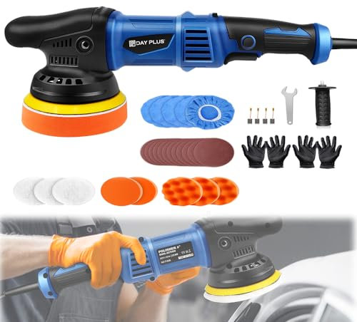 DA Polisher 920W Dual Action Car Polisher, Random Orbital Polisher with 6 Variable Speed 2800-5800r/Min, 6-Inch Car Furniture Polishing Machines Portable Electric Car Polisher Kit w/23 Attachments