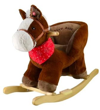 Cavalluccio a Dondolo in Morbido Peluche Cavalcabile per i Bambini Più Piccoli