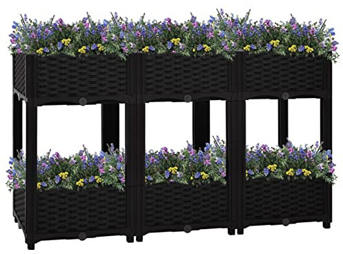 ZEYUAN Hochbeet, Palettenrahmen, Hochteich, Gemüsebeet, Kräuterregal Balkon, Blumenbeet, Kräuterspirale, Tomatenbeet, Pflanzhochbeet, 120x40x71 cm Polypropylen