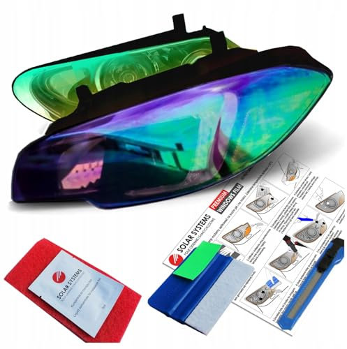 Solar Systems Scheinwerfer-Folie Selbstklebende Tönungsfolie - Witterungsbeständig, Öl- und fettbeständig, Abriebfestigkeit - 30x200cm Chamäleon