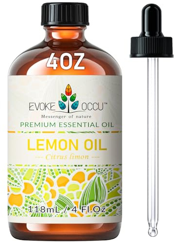 EVOKE OCCU Huile Essentielle de Citron 118 ml,Huile de Citron Pure pour Diffuseur à Domicile,Massage,Nettoyage de la Maison-4 FL Oz