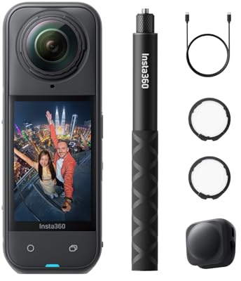 Insta360 X5 Pack protège-objectifs - caméra 360 8K étanche, Basse lumière de Pointe, Perche à Selfie Invisible, objectifs Robustes et remplaçables, 3h d'autonomie, Audio Net, stabilisation