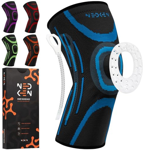 NeDKeN Knee Support – Compression Brace for Men & Women, Elastic Sleeve for Meniscus, Joint Pain, Patella & Ligament Damage, Sports Stabilizer for Enhanced Support & Recovery (Blue, L)
