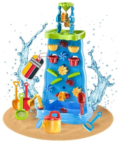 Wasserspieltisch TOJA M 22-tlg. Set Wasserfall inkl. Sandspielzeug, wie Schaufel, Eimer, Sand- & Wassertisch, Matschtisch, Kinder Outdoor, für Jungen und Mädchen, Spielzeug für Kinder ab 3 Jahren