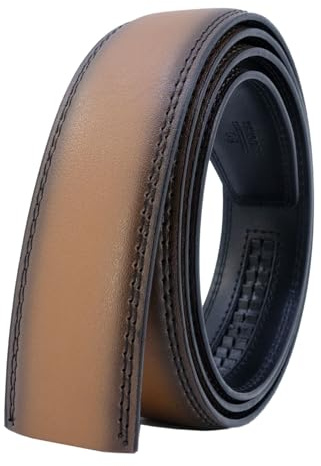 COTIDI Herren-Ledergürtel mit Ratsche ohne Löcher, 35 mm breit, ohne Schnalle, 125 cm
