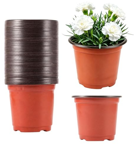Veebmys 100 Piezas Macetas de Plástico 10 cm, Macetas de Vivero con Orificios de Drenaje, Diseño Ligero, Construcción Duradera para Esquejes, Hierbas, Flores, Plantas de Interior