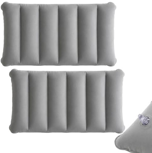 2Pcs Inflatable Pillow for Travel Blow Up Pillows Sun Lounger Inflatable Cushion Small Cushion Beach Neck Support for Travel Fishing Hiking Beach Camping Outdoors(grey)