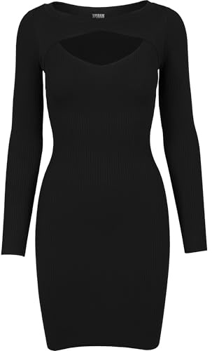Urban Classics Robe À Découpes Femme Robe Courte Noir S 35% Viscose, 35% Acrylique, 30% Nylon