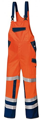 BP 2011-845-8510-52n Latzhose, Stretch-Hosenträger mit Clipbefestigungen, 270,00 g/m² Stoffmischung, Warnorange/dunkelblau, 52n