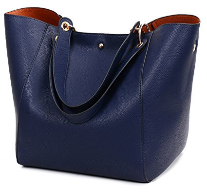 Valleycomfy Damen Tasche Einkaufstasche Pu Leder Handtasche Schultertasche (marineblau)