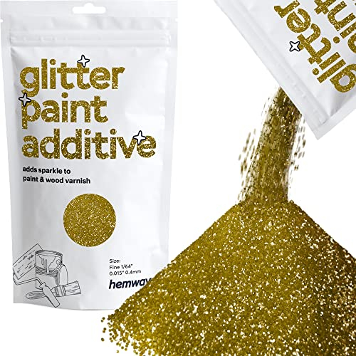 Gold Glitter Paint Additive Fine 100g for Adding Sparkle to Paints & Varnish | Paint Walls Sparkly Add to Emulsion, Acrylic or Lacquer Indoor | Hemway