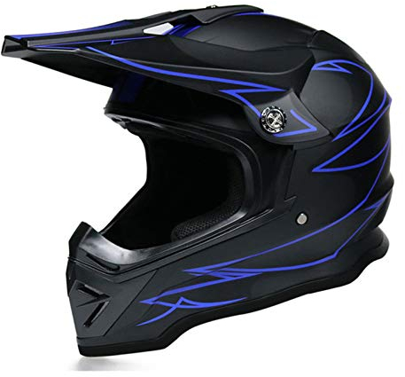 MRDEAR Casco Motocross Uomo, Nero/ Fodera Rimovibile, Casco Enduro Moto Motard Casco da Cross Downhill Offroad Downhill Scooter Sport, Rosso & Blu,B,L