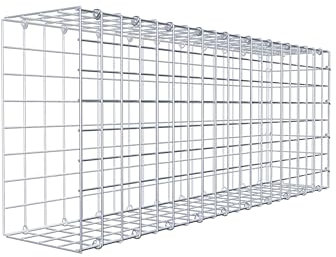 GABIONA Gabione tipo 2 rettangolare, larghezza maglie 5 x 5 cm, profondità 20 cm, gabbione 100 x 40 x 20 cm (lunghezza x altezza x profondità), anello a C