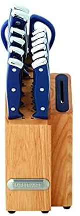 Farberware Edgekeeper Triple Riveted Slim Knife Block Set with Built in Sharpener, 14-Piece, Navy