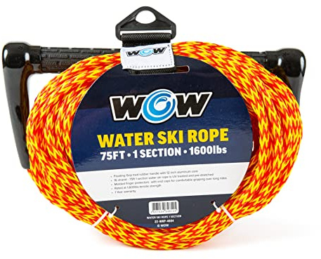 Wow Sports 75 ft Water Ski Rope - UV Treated - 1,600-lb Strength - Floating Handle - for Wakeboard & Wakesurf