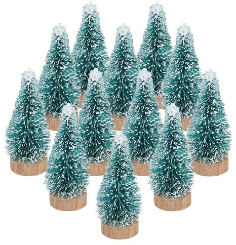12 Pack Small Christmas Tree,Christmas Tree Sunnymi Life, Xmas Crafts Decoration Mini Trees for Art Projects,Miniature Xmas Tree to Making DIY Snow Globes, Xmas Cake and Gifts