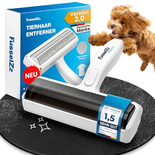 FusselZz® Premium Fusselrolle Tierhaare [Neue Generation] - Selbstreinigender Tierhaarentferner zum Katzenhaare & Hundehaare entfernen, wiederverwendarer Katzenhaarentferner auf Sofa, Teppich & Bett
