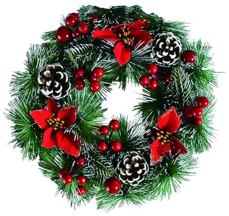 30cm Christmas Wreath Hanging Ornaments for Door Wreaths - Beautiful Xmas Decor for Front Door & Outdoor
