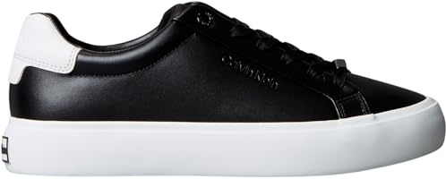 Calvin Klein Donna Sneakers con Suola Preformata Lace-Up in Pelle, Nero (Black/Bright White), 42