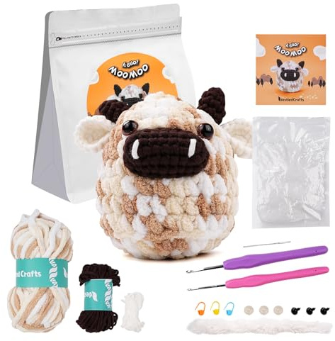 Kit iniziale YUMILI per principianti all'uncinetto, set amigurumi con video tutorial, pacchetto completo da crochet fai da te per bambini adulti