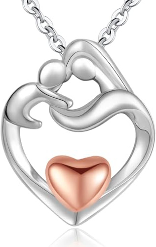 Mors Dag-Presenter, Halsband Kvinna Roséguldpläterad, Hjärthänge, Kedja Silver 925 Smycken till Mamma, Födelsedagspresent, Jul, Alla Hjärtans Dag
