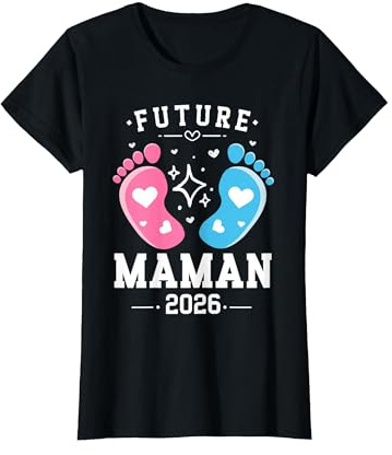 Femme Enceinte Future Maman 2026 Annonce Grossesse Original T-Shirt, Femme, Noir, M