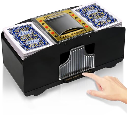 Zhiwei Automatic Card Shuffler Machine 2 Deck, Electronic Casino Poker Card Shuffling, Battery Operated Electric Playing Card Shuffler for Family Party Poker/Texas Hold'em/Casino