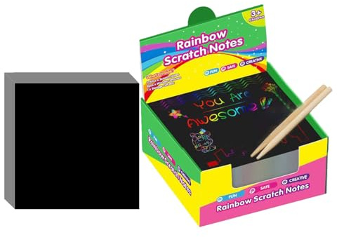 Papier à gratter noir - Cartes de notes à gratter noires - Planche à dessin pour filles et à partir de 3 ans - Art papier pour jeux d'anniversaire, Halloween, Noël