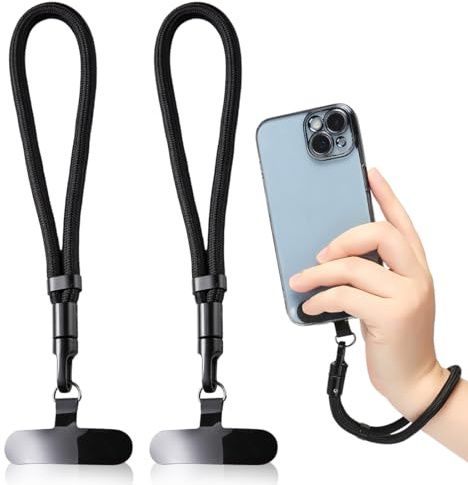 JEYORZY 2 pcs Cadena para teléfono móvil corta, cordón universal, cordón para llaves, correa de mano, correa para teléfono móvil, ajustable para la mayoría teléfonos, antipérdida, con parche ultrafino