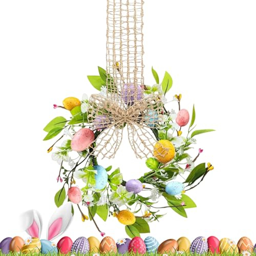 Fyrdyn Corona di Pasqua per Porta | Ghirlanda Appesa Artificiale Decorazione Primaverile,Ornamento Pasquale con,Per Casa Vacanze Festival Raduni Celebrazioni Feste Ingresso Negozi Porta
