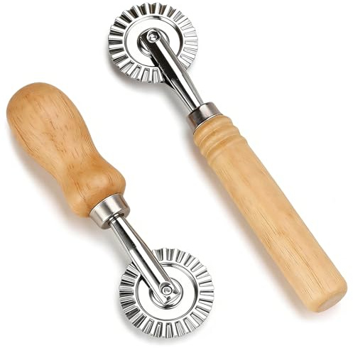 Ztolbriy Cortador de Pizza de Aleación de Zinc, 2 Piezas Rueda Cortador de Pizza y Pasta con Rueda Giratoria, Rodillo para Cortar Empanadillas y Raviolis, Rueda Decorativa para Masa