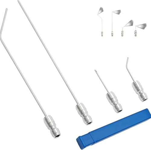 4 Pack High Pressure Washer Nozzle Kit for Washing Machine & Ac Cleaning，Curved Needles & Heavy-Duty Hose Washer Spray Nozzle Kit for RV Water Heater Flushing Rod, Fits Roof Drains
