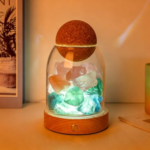 Maimeili Salt kristall sänglampa naturlig aromdiffusor USB-port 3 dimbara färglägen dekoration för sovrum, kontor, spa wellness och avkoppling