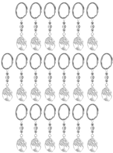 TOKIDNY 20 St Metallkors och Nyckelring Kristet Familjeträd Bag Charm för Dop och Första Heliga Silverfärgad Religiös Accessoar för Kvinnor och Män