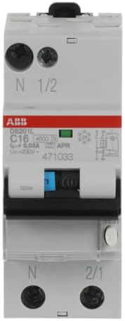 disjoncteur différentiel - 1p+n - 4.5/6ka - 16a - 30ma - abb 471033