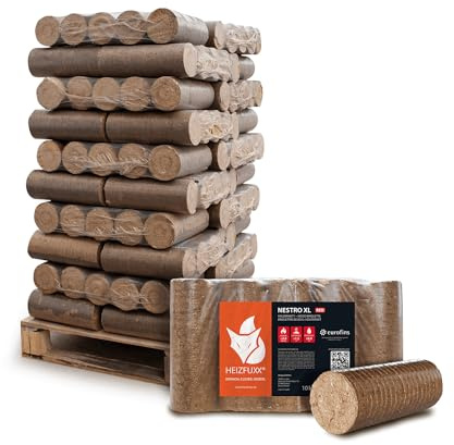 Holzbriketts Nestro XL Red - Hartholzbriketts Palette 300 kg (30x10 kg) - Premium Briketts für Kamin, Heizkessel & Ofen - Hoher Heizwert, geringer Aschegehalt & maximale Energieausbeute