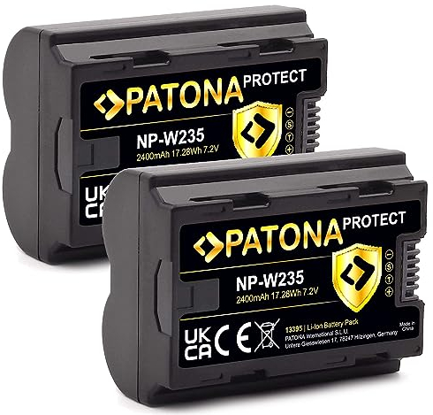 PATONA Protect V1 2X Akku NP-W235 (2600mAh) kompatibel mit Fuji Fujifilm GFX-50s II GFX-100S GFX-100 II X-H2 X-H2s X-S20 X-T4 X-T5 - mit NTC-Sensor und V1 Gehäuse