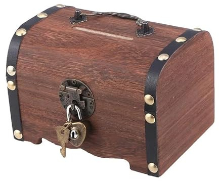 Yulakes Cassettoni in Legno per Salvadanaio, con Lucchetto, Stile Retrò