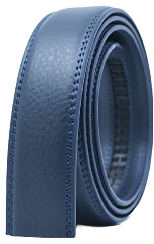 COTIDI Herren-Ledergürtel mit Ratsche ohne Löcher, 35 mm breit, ohne Schnalle, Marine C20, 125 cm