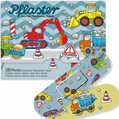 10 Kinderpflaster * BAUSTELLE * von Lutz Mauder | 14634 | Pflaster Pflasterbriefchen Kinder Heftpflaster Bagger Radlader Bauarbeiter
