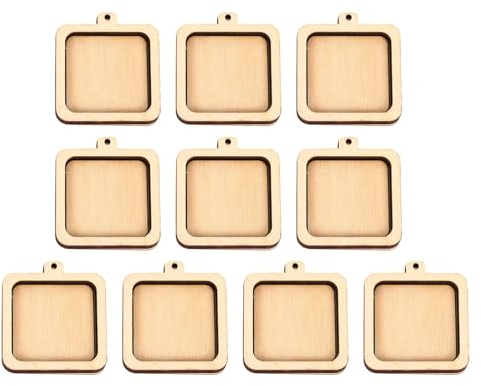 Colcolo 10 x Mini-Stickrahmen aus Holz, Ringe, Holzrahmen, Stickrahmen, DIY-Werkzeug für Schlüsselanhänger, Rahmen, Basteln, Anhänger, Heimdekoration, Quadrat