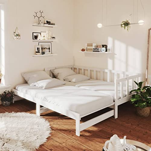 BaraSh Tagesbett Ausziehbar Weiß 90x200 cm Bett Ausziehbar Bett Sofa Massivholz Kiefer