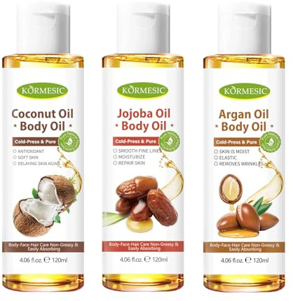 [Pack of 3] mercham Pure Natural Body Oil for Dry Skin, Super Moisturize and Anti-aging, Organic Body Oils for Face, Hair, Nails, Massage, Stretch Marks, Vegan Body Skin Care Oil for women -120ml*3