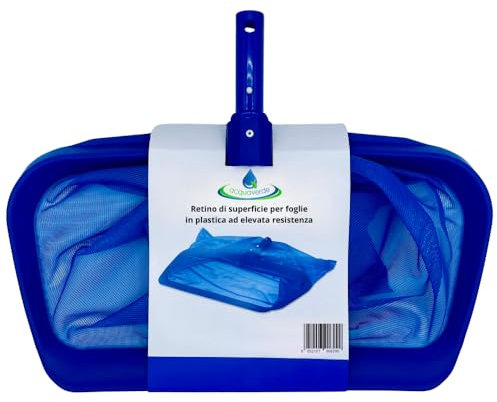acquaverde | Retino a Sacco per Piscina, Ideale per la Raccolta di Foglie, Insetti e Detriti dall'acqua di Piscine, in Plastica ad Elevata Resistenza, Design Idrodinamico, Blu - cm. 49x4x38.5