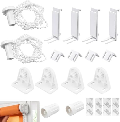 2 Set Rollo Halterung Fenster 17mm Ohne Bohren Ersatzteile Doppelrollo Klemmhalter, Ersatzteile Rollo Klemmfix Blind Beschläge Set für Seitenzugrollo, Doppelrollo, Verdunkelungsrollo, Weiß